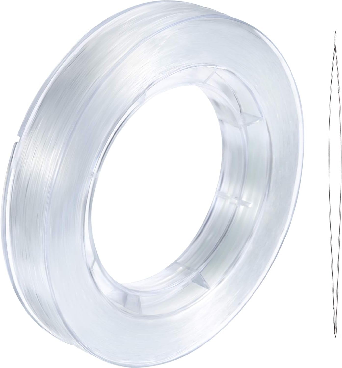 200 M Clear Nylon Invisible Thread String for Hanging Christmas Ornaments, Bracelet Making, Sew Hobby, Clear Beading Thread with Bead Needle (0.25Mm)