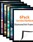 Diamond Art Frame 12X16 Inch - Diamond Frames 30X40 Cm Painting Suitable for 10X14Inch Picture, Diamond Frames Magnetic Self-Adhesive,Suitabble Frames Painting for Wall Window Door - 6 Pack (Black)