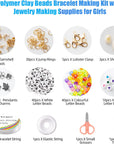 Clay Beads Bracelet Making Kit, 3800Pcs Polymer Flat Beads for Jewelry Making Heishi Beads for Friendship Bracelet Kit with Charm Kit for DIY Crafts Gifts for Girls Age 6-12