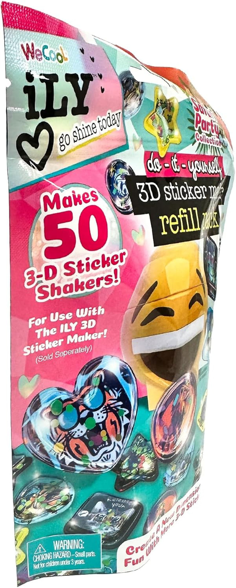 3D Sticker Maker Kit for Girls and Boys, DIY Arts and Crafts Fun for Ages 6+, Creative Toy Gift Set Includes 50+ Custom Refills- Safari Party Pack | ILY