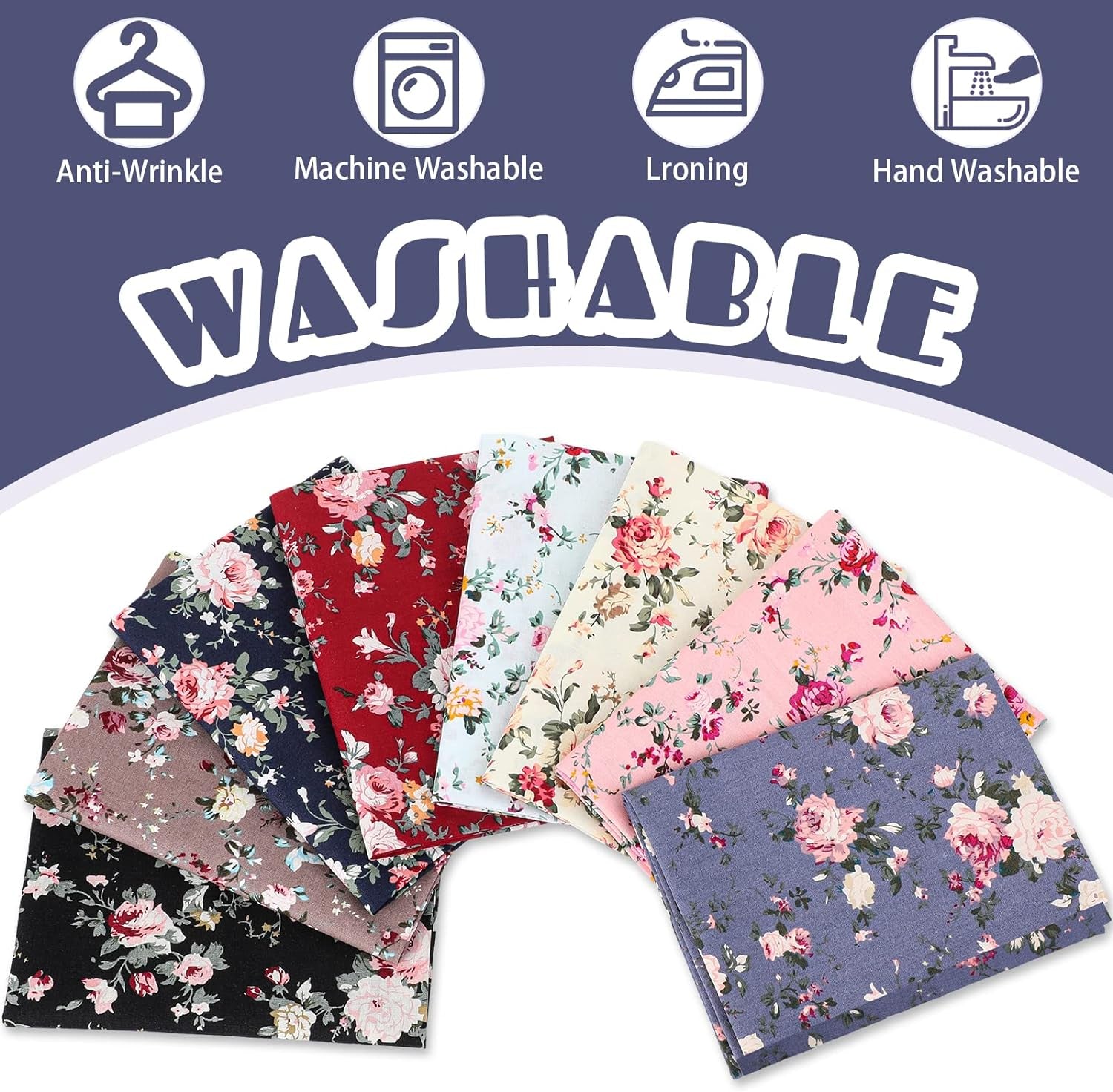 8 Pieces 35 X 59 Inch Large Vintage Floral Fabric Cotton Precut Fabric Decorative Quilting Fabric by the Yard Feminine Nostalgic Romantic Flowers Print for Sewing Craft DIY Making Home Decor