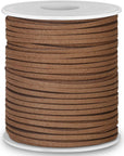 Leather String, Flat Suede Cord Faux Leather Cord Thin Leather Lace for Bracelets, Necklaces, Jewelry Making and Art Crafts (2.7 MM Brown)