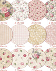 12 Designs Spring Pattern Paper 24 Sheet Rose Floral Scrapbook Paper Pink Double-Sided Collection Decorative Craft Paper Folded Flat for Card Making Scrapbook Photo Album Decor, 30 X 30Cm