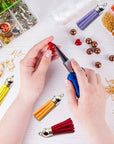 Tassels for Jewelry Making, 50Pcs Leather Tassel Keychain Charms Bulk with 50Pcs Jump Rings for Bracelets, Acrylic Key Chain Blanks and Craft Supplies