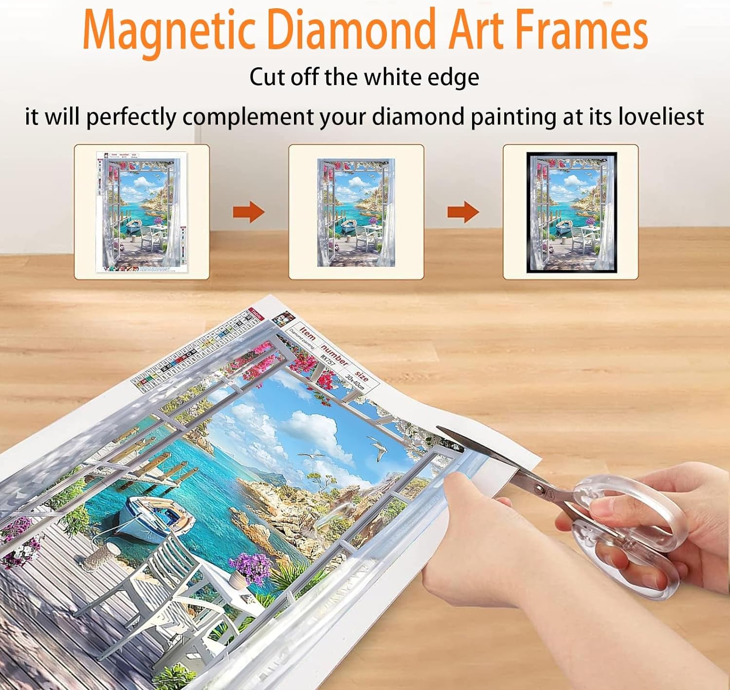 Diamond Art Frame 12X16 Inch - Diamond Frames 30X40 Cm Painting Suitable for 10X14Inch Picture, Diamond Frames Magnetic Self-Adhesive,Suitabble Frames Painting for Wall Window Door - 6 Pack (Black)