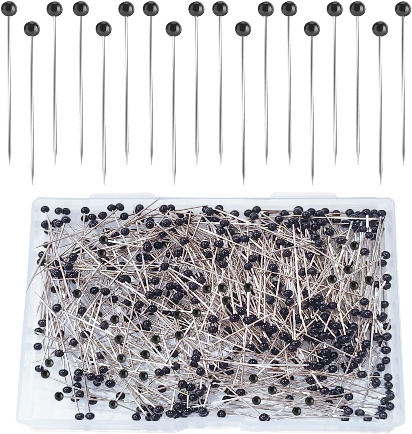 Sewing Pins, 500 Pcs Straight Pins Ball Glass Head Pins with 1.5 Inch,Quilting Sewing Pins for Fabric, Black Pins for Jewelry DIY, Craft and Sewing Supplies