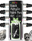 4 Dual Tip Acrylic Paint Pens - Fine Tip & Medium, Permanent & Waterproof - Acrylic Paint Markers for Rock Painting, Canvas, Wood, Ceramic, Glass, Fabric, Metal - White, Black, Gold & Silver