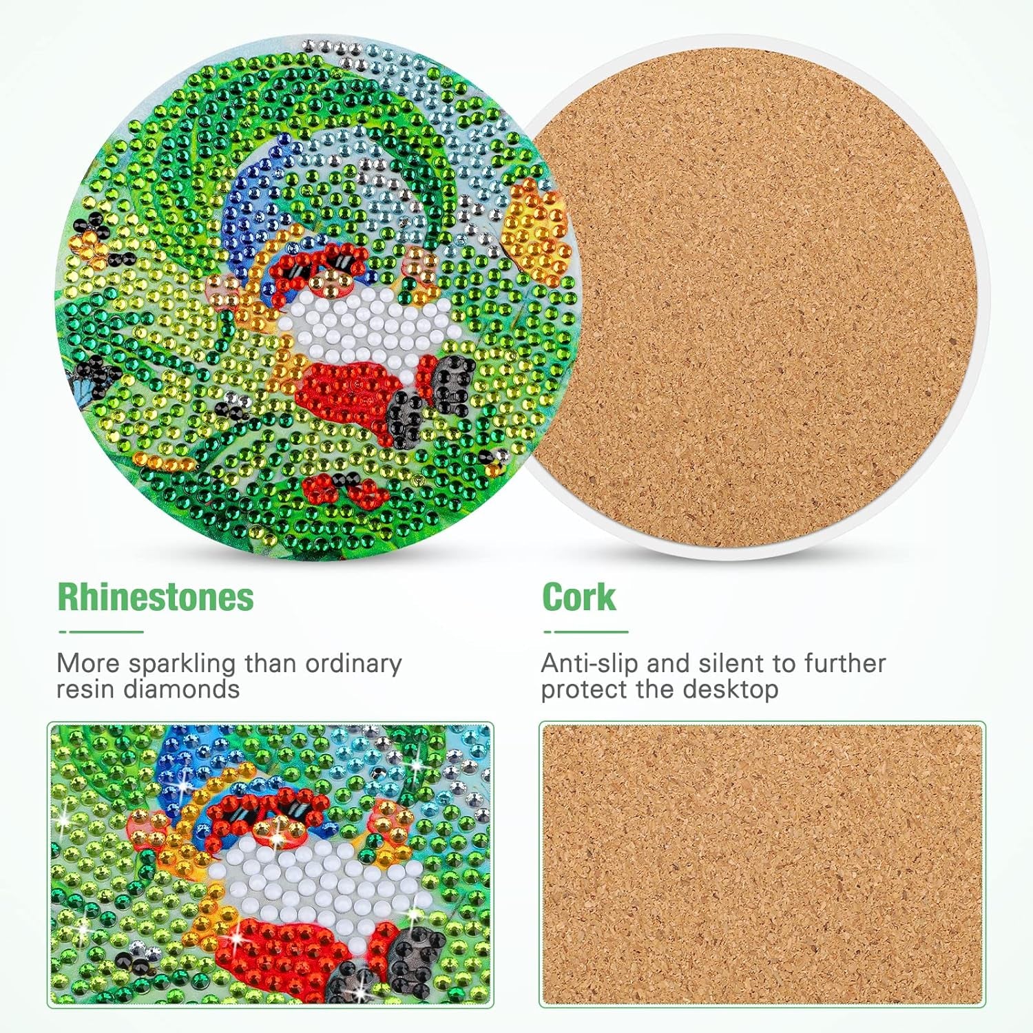 8 Pcs Diamond Art Painting Coasters with Holder, DIY Coasters Gnomes Diamond Art Painting Coaster Kits for Beginners Adults Cartoon Diamond Art Coasters Drinks Coaster Craft Supplies 4 Inch