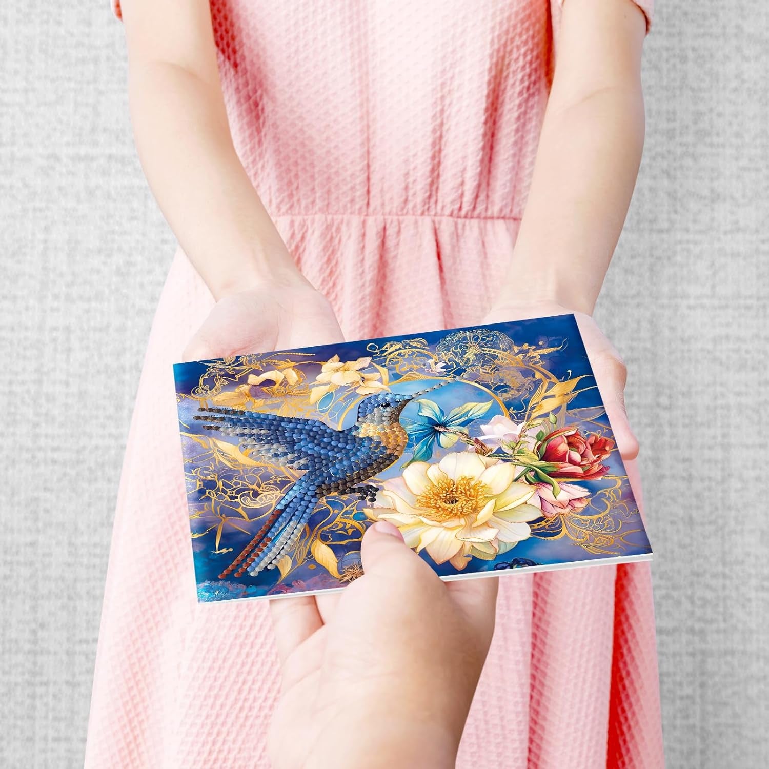 12 Packs Flower Butterfly Diamond Painting Greeting Card Kit Bird Diamond Art Greeting Cards Special Shaped Diamond Painting Greeting Card Arts Crafts for Birthday Thanksgiving Day