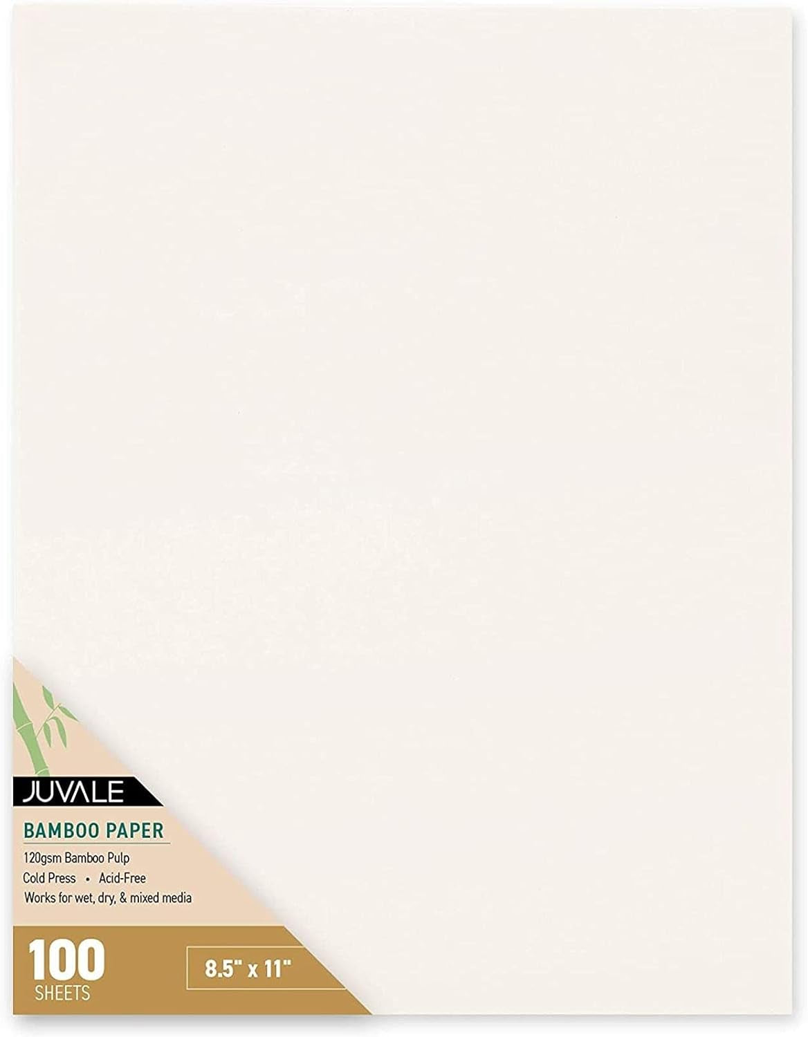 100-Pack Cold Press Bamboo Paper Sheets for Mixed Media, Drawing, Painting, 120GSM (8.5 X 11 In)