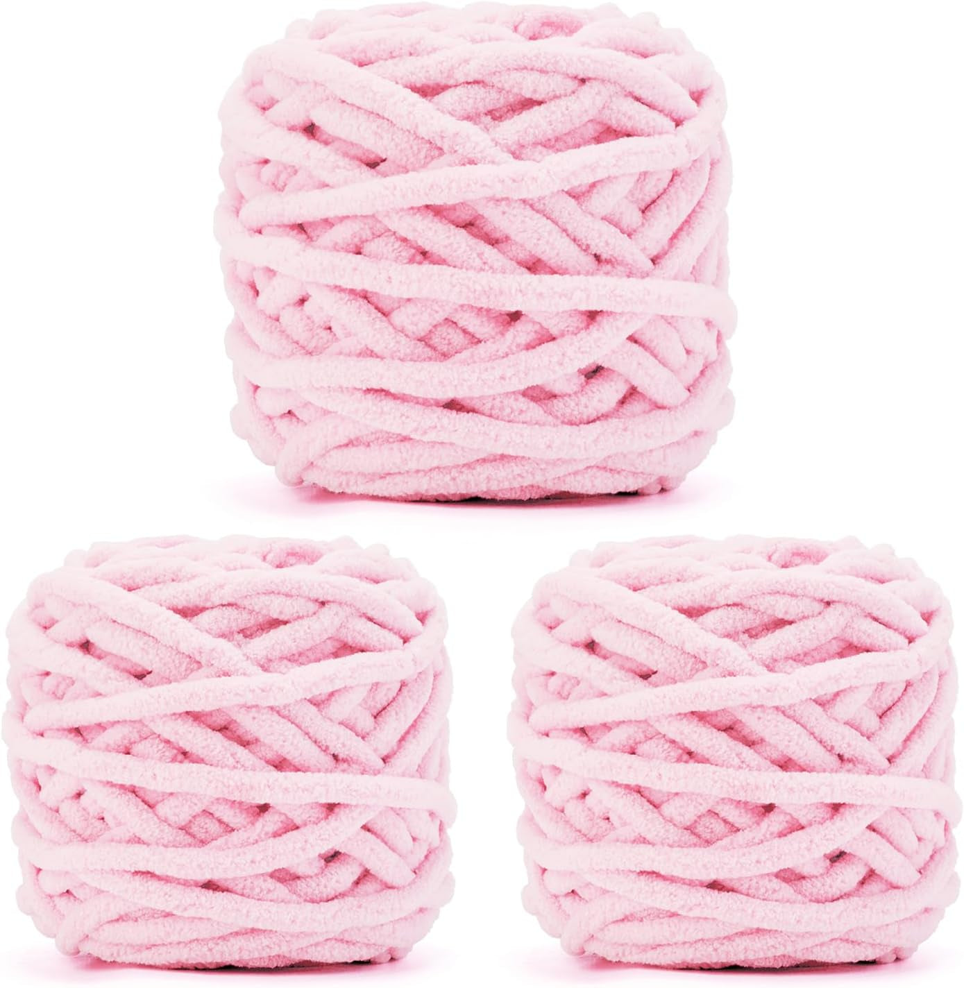 Blanket Yarn 3 Pack of 100G/3.5Oz - White Chenille Yarn 6 Super Bulky - Knitting, Crocheting &amp; Crafts Chunky Yarn