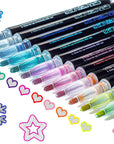 Shimmer Markers Outline Double Line: 24 Colors Glitter Metallic Pen Set Super Squiggles Sparkle Cool Fun Self Sparkly Kid Age 4 8 10 12 Girl Gift Doodle Supplies Art Craft Girl Stocking Stuffer