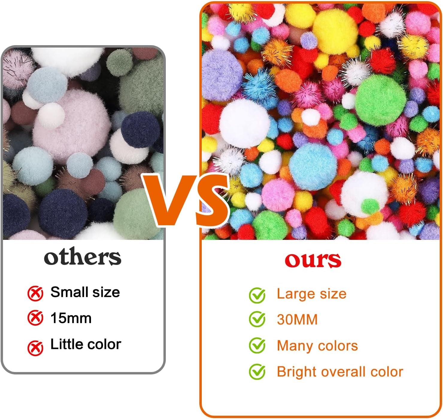 1000Pcs Multicolor Pom Pom Balls, Assorted Sizes & Colors Pompoms for Arts and Craft Making Decorations