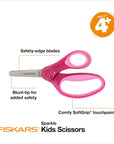 5" Blunt-Tip Glitter Scissors for Kids Ages 4-7 - Scissors for School or Crafting - Back to School Supplies - Pink