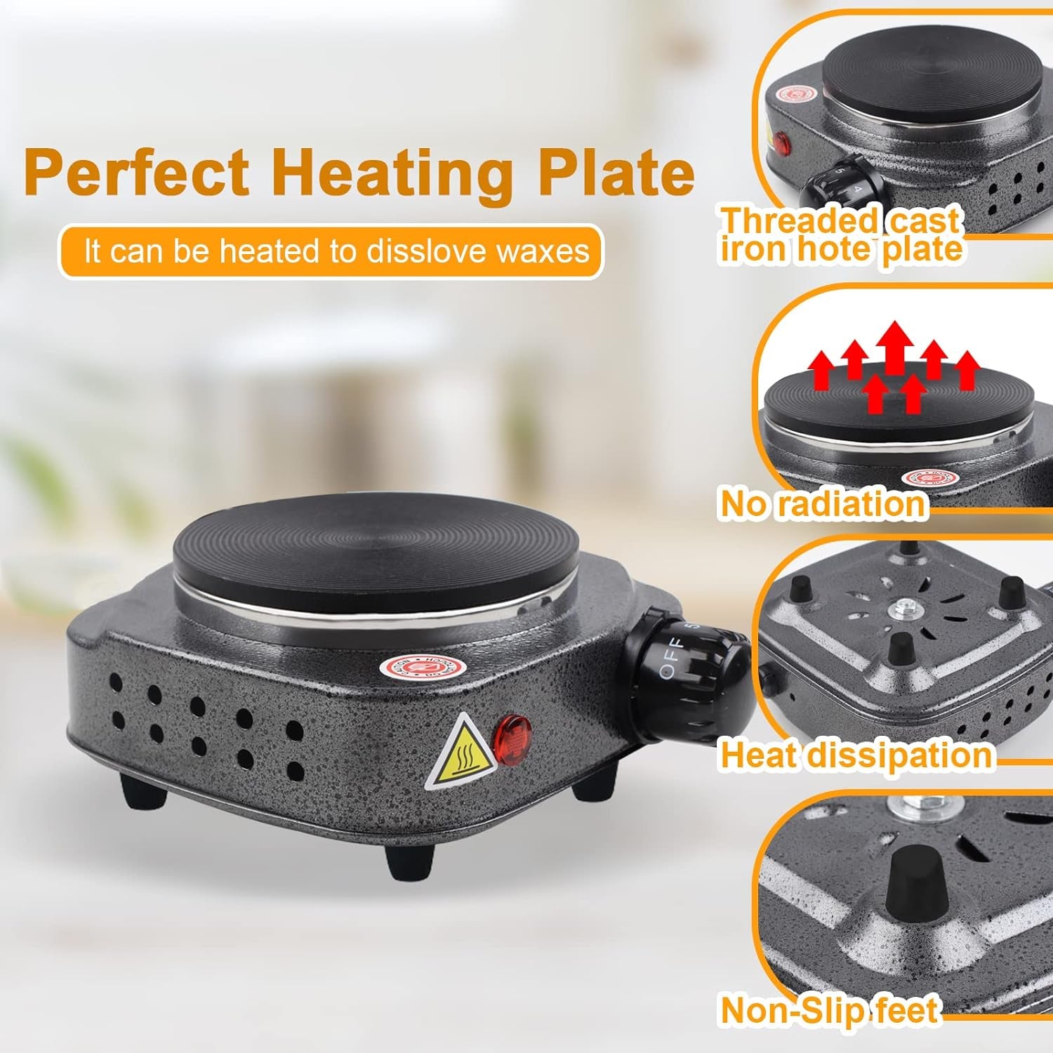 Candle Making Pouring Pot with Electric Hot Plate for Melting Wax, Candle Wax Melting Pot with Heat-Resistant Handle and Long Stain Spoon, Candle Making Kit for Adults Beginners