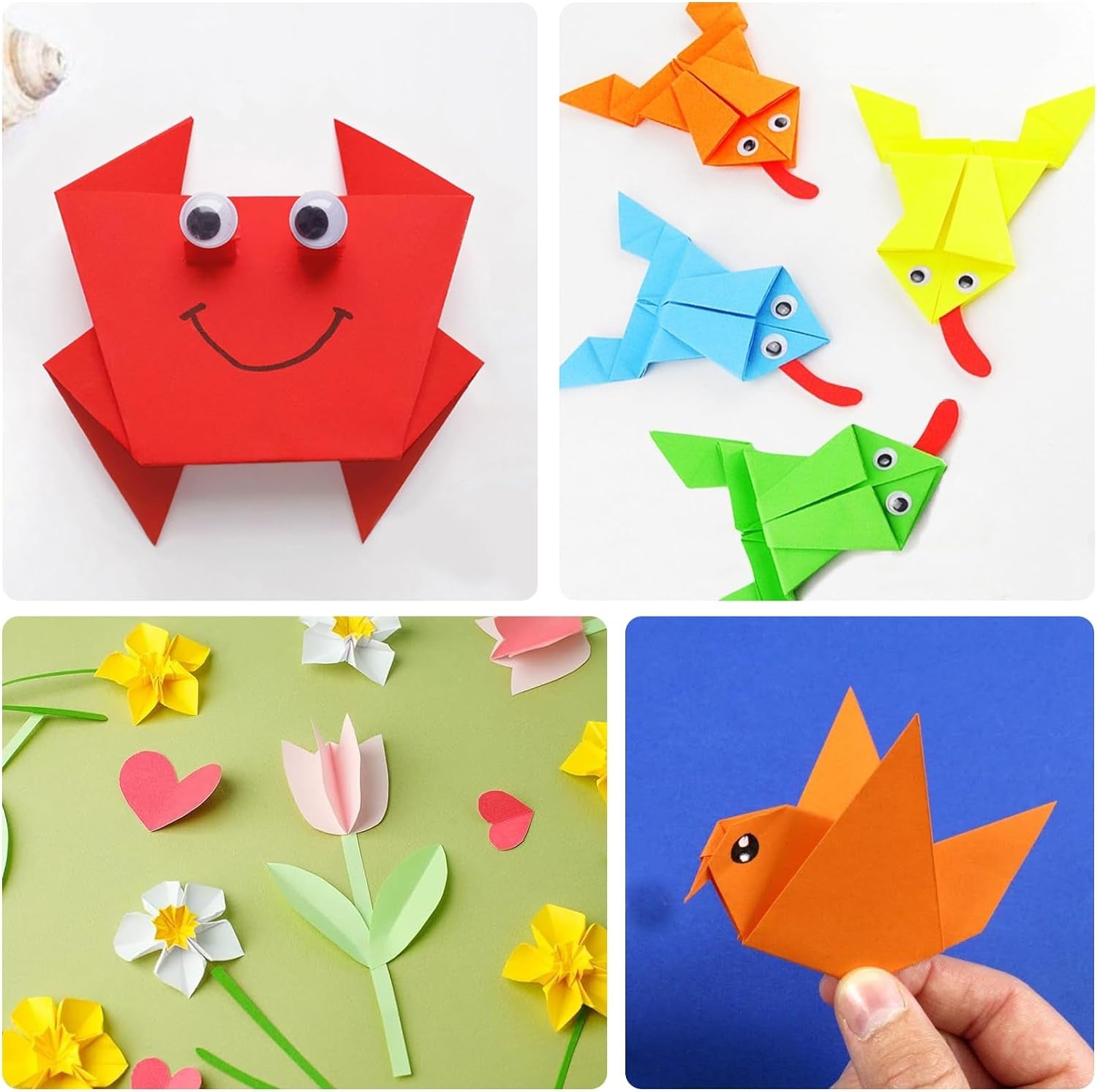 300 Sheets Origami Paper,20Colors,200 Sheets 6 Inch Square Colored Paper for Crafts and 100Pcs Self-Adhesive Wiggle Eyes Sets,Doubled Sided Color Craft Paper