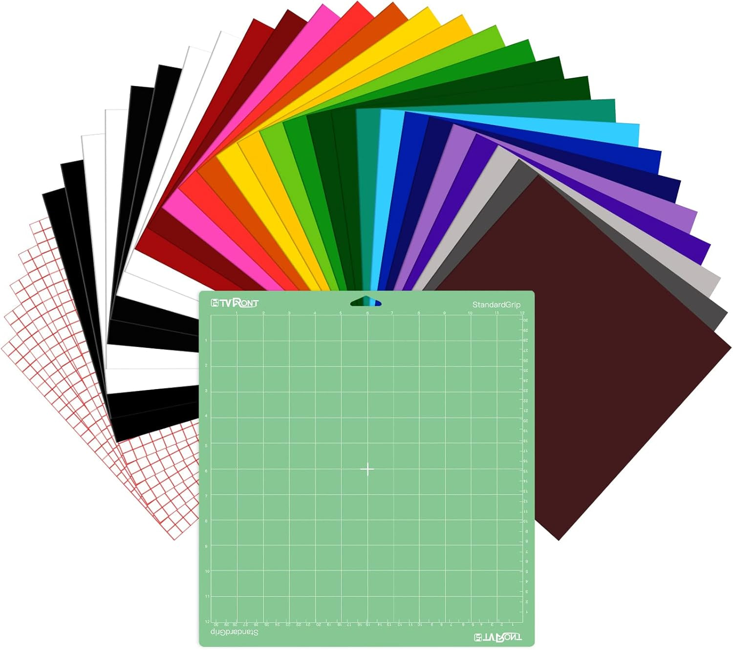 Buffalo Plaid Permanent Adhesive Vinyl-6 Sheets 12"X12" Buffalo Plaid Vinyl &amp; 2 Sheets Transfer Tape, Permanent Vinyl for Cricut Machine, Pattern Vinyl for Christmas