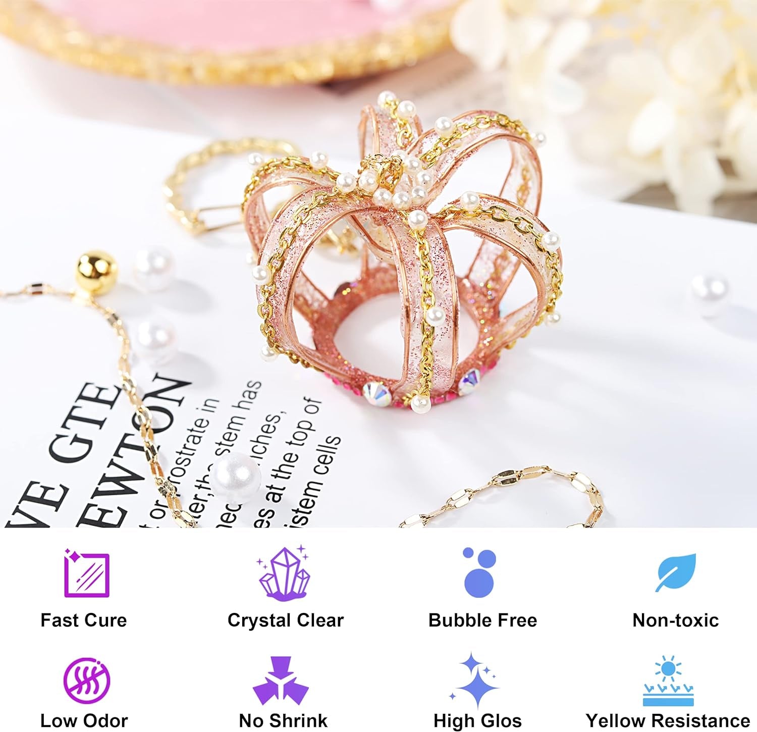 Jewelry Making Kit - 153Pcs Highly Clear Resin with Upgraded UV Lamp, Resin Accessories for Keychains, Jewelry