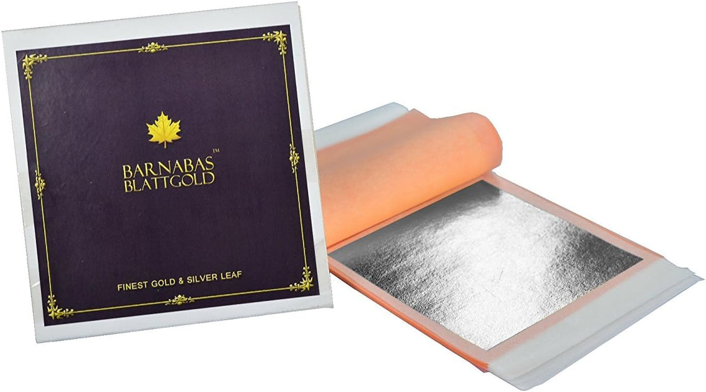: Silver Leaf Transfer Sheets [25 Sheets, 3.75 Inch] - Aka Silver Foil Sheets, Real Silver Leaf Sheets for Painting, Silver Leaf Sheets for Craft, Silver Leaf Foil Sheets