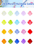 3080Pcs Crystal Beads,Rainbow Acrylic Beads Faceted 6Mm 28 Colors Bicone Colorful Spacers Bulk for Bracelet Necklace Jewelry Making DIY Craft
