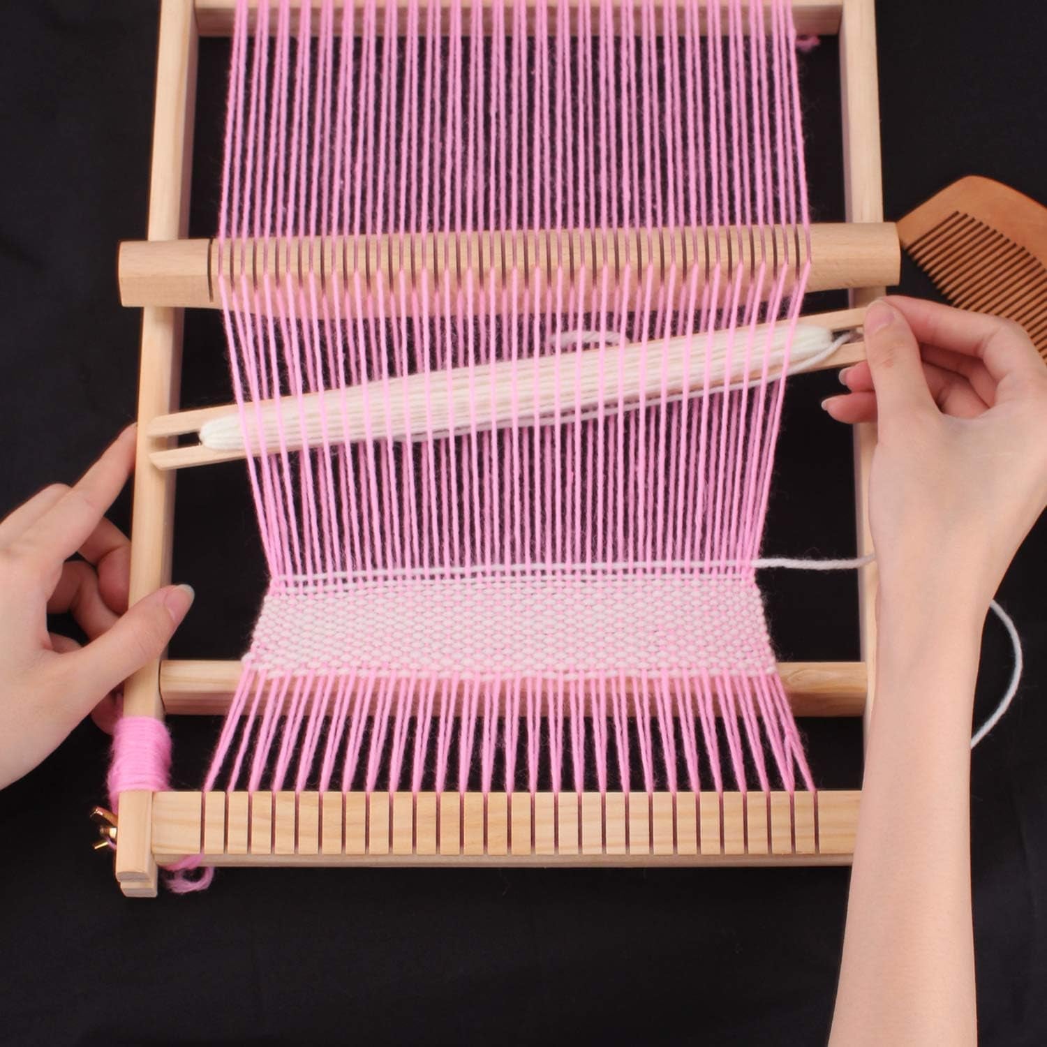 Weaving Loom Kit, 15.2" H X 9.85" W Wooden Tapestry Looms, Warp ​Frame ​Loom Heddle Bar for Weave Board Weaver Tapestry Kids Beginner