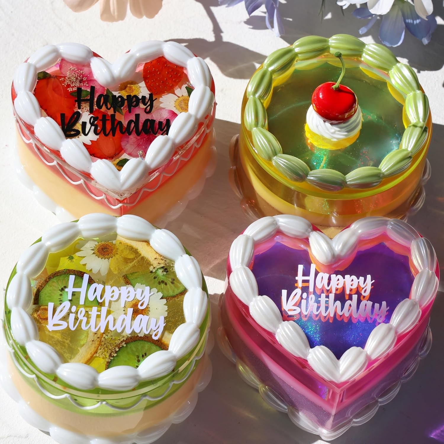 Cake Shaped Box Resin Molds, Vintage Heart Resin Jar Mold with Lid, Fake Cake Epoxy Resin Molds for DIY Jewelry Box, Decor Prop,Candy Jar