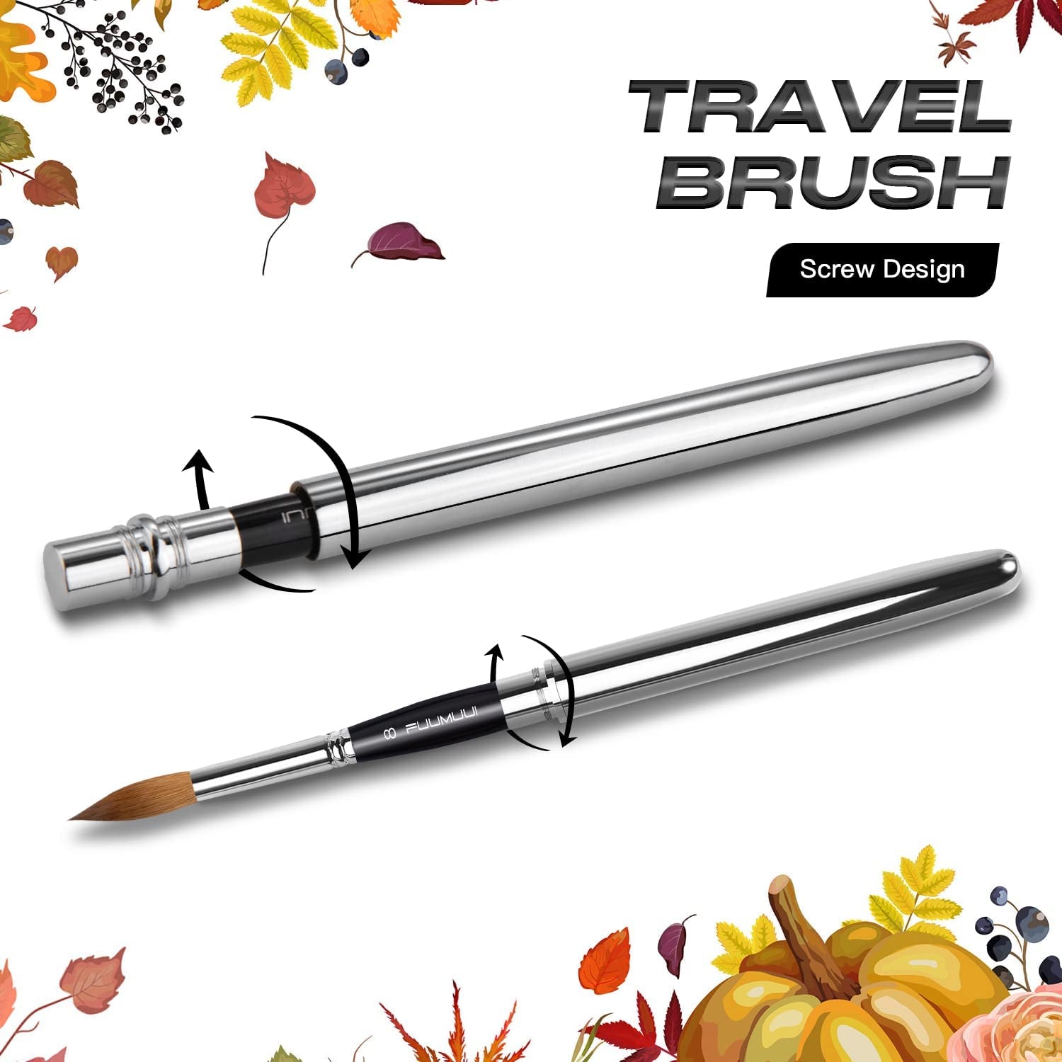 Sable Travel Watercolor Brushes,  4Pcs Kolinsky Sable Watercolor Travel Brushes with Leather Pouch - Fine Point Rounds Dagger Flat for Watercolor Gouache Ink Painting