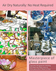 Stain Glass Paint Kit with 12 Colors, 3 Nylon Brushes, 1 Palette, Permanent Acrylic Enamel Painting Set to Create Translucent Arts on Transparent Wine Glasses, Enamel, Window and Glass