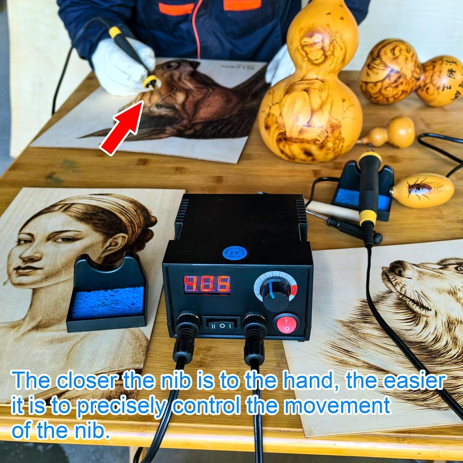 LH30 Wood Burning Kit, Digitally Adjustable Temperature Wood Burner Pen Kit, Wood Burning Tool, Professional Wood Burner Tool Kit for Adults and Beginners Craft (LH30-2 New)