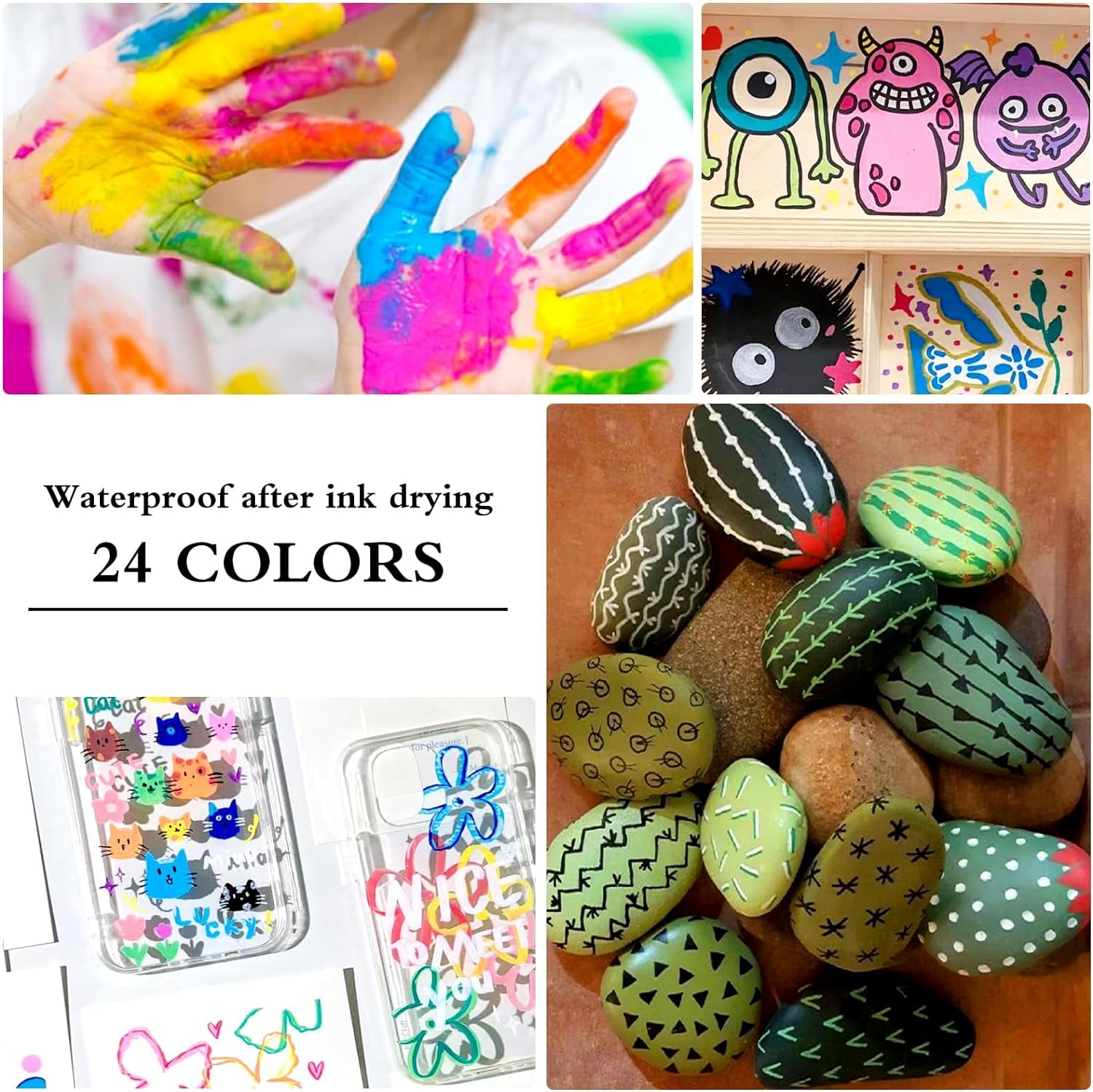 Dual Tip Acrylic Paint Pens, 26 Colors, Medium and Brush Tips, Ideal for Rock Painting, Ceramic, Wood, Plastic, Calligraphy, Scrapbooking, Card Making, DIY Crafts