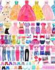 57 Pack Doll Clothes and Accessories 5 Fashion Dresses 4 Tops 4 Pants Outfits 3 Wedding Gown Dresses 3 Swimsuits Bikini 5 Mini Dresses, 10 Hangers 15 Shoes Computer Cosmetic for 11.5 Inch Doll