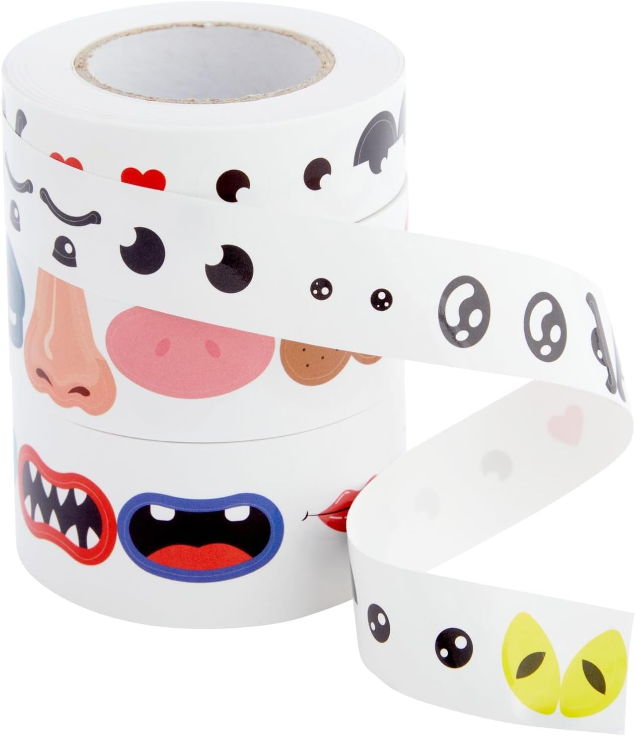 1500 Pack of Face Stickers for Kids, Silly Eyes, Nose, and Mouth for Crafts (3 Rolls)