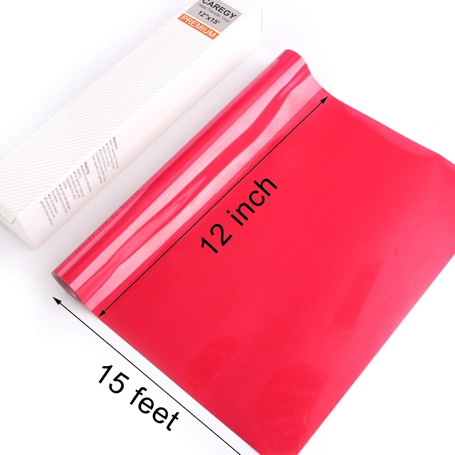 Heat Transfer Vinyl HTV for T-Shirts 12 Inches by 15 Feet Roll (Rose Red)