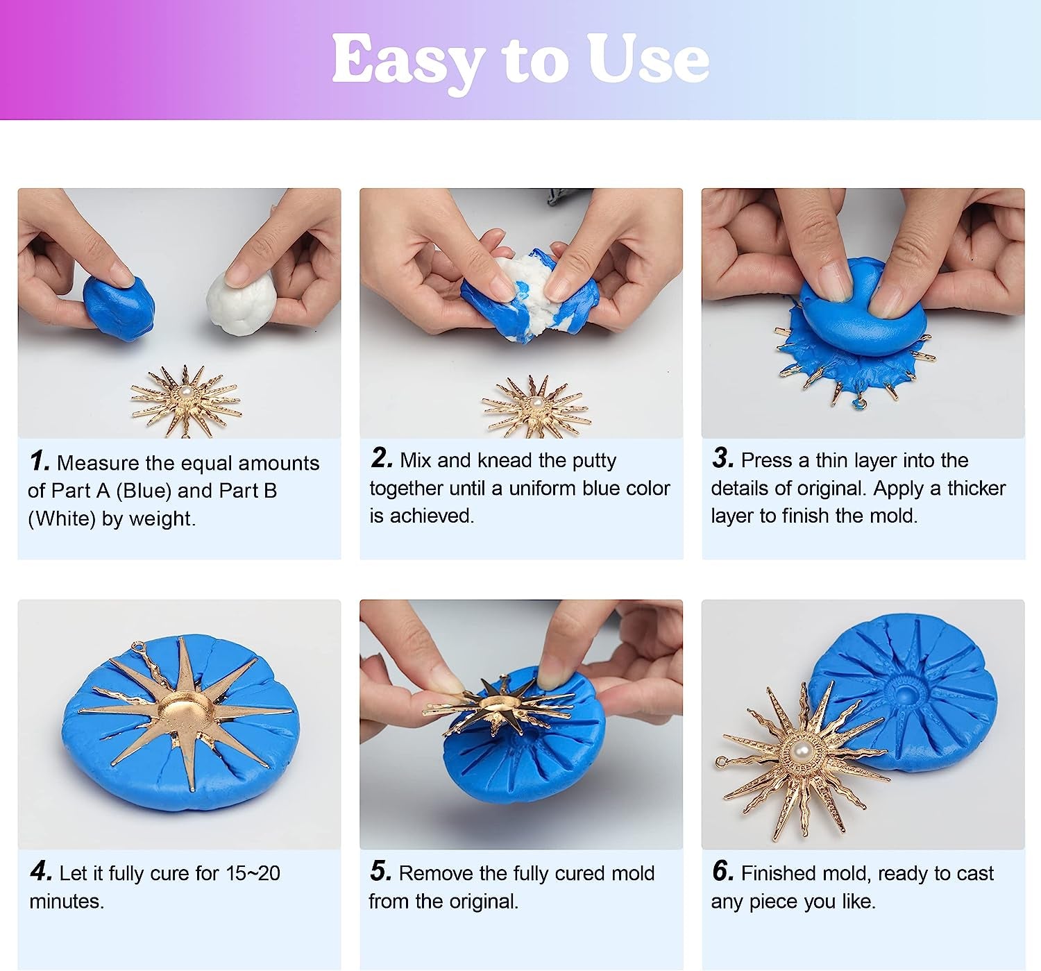 Silicone Putty,1Lb/40A Silicone Mold Making Kit, Non-Toxic,Strong&Flexible, Easy 1:1 Mixing Ratio for Reusable Silicone Molds, Resin Molds, Soap