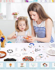 2000Pcs Letter Beads for Bracelets, 9 Color round Alphabet Number Beads with 1 Roll Elastic String for Bracelet Necklace Jewelry Making Supplies (7X4Mm)