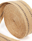 10 Yards Width 2" Roll Natural Burlap Red Line Jute Webbing Ribbon Upholstery Chair Webbing Tape for Outdoor DIY Gear Repai (Red Stripes)