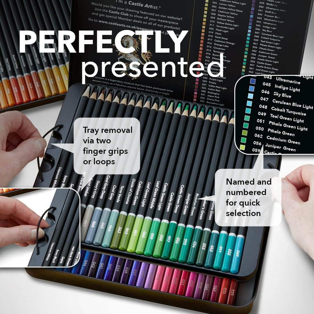 72 Colored Pencils Set | Quality Soft Core Colored Leads for Adult Artists, Professionals and Colorists | Protected and Organized in Presentation Tin Box