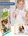 Picture Frame Painting Craft Kit for 4 * 6 Photo,10Pcs DIY Unfinished Wooden Picture Frames with 12Pcs Painting Color Pen 4 Sheets Crystal Diamond Stickers for DIY Craft