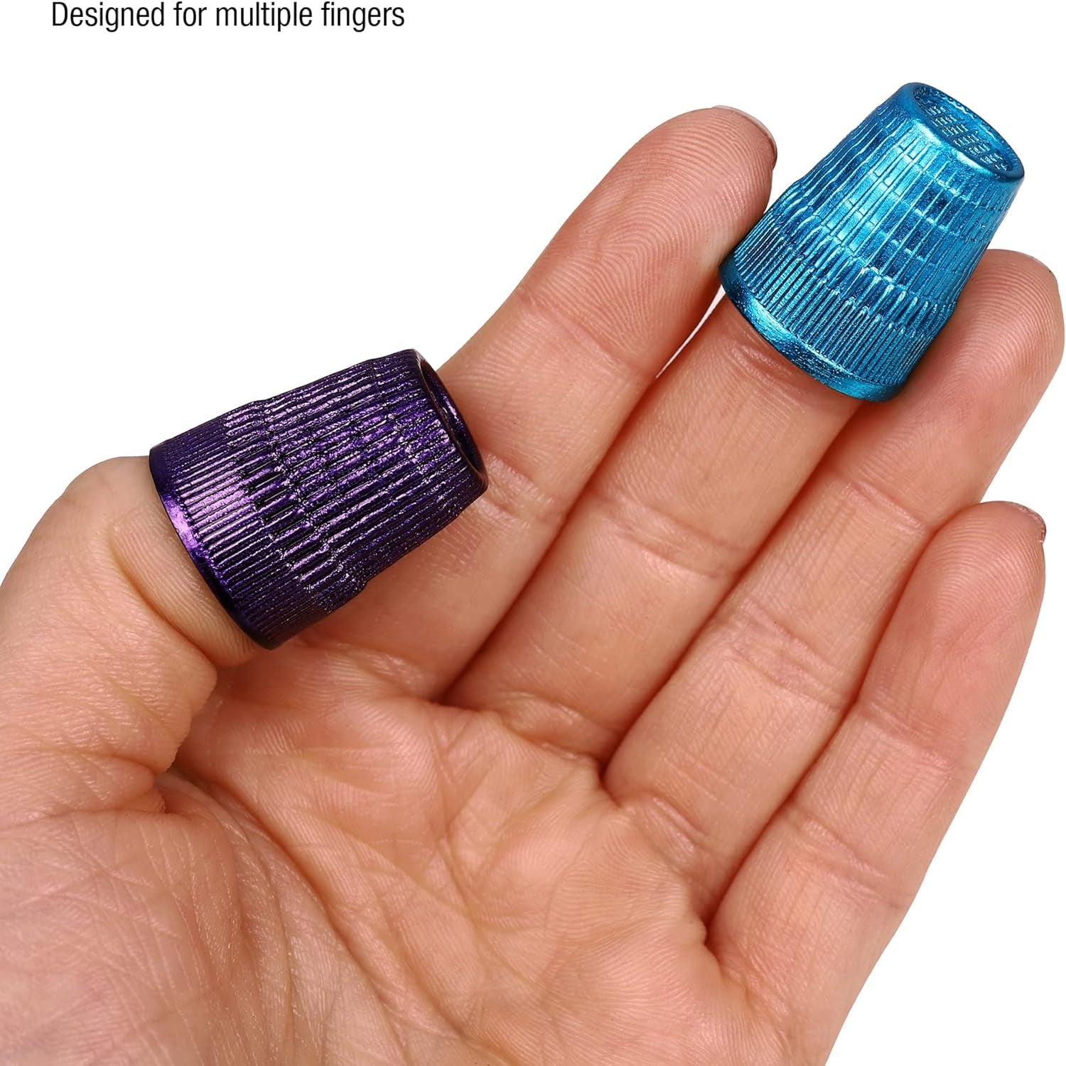 Slip Stop Thimbles, Size Large and Xlarge, Metallic Blue and Purple - Set of 2