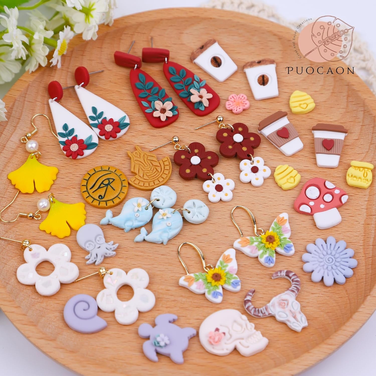 Mushroom Polymer Clay Cutters - 10 Pcs 3D Clay Cutters for Earrings Making, Boho Mushroom Clay Cutters for Polymer Clay Jewelry, Cute Clay Jewelry Cutters Polymer Clay Earring Cutters