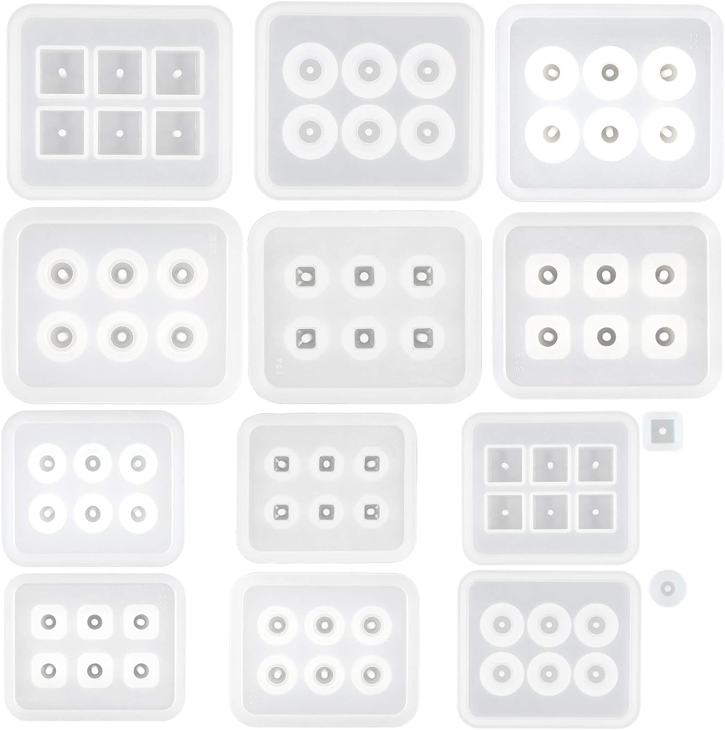 Beads Resin Molds with Hole for Gemstone Cabochon Jewelry Casting 14-Count