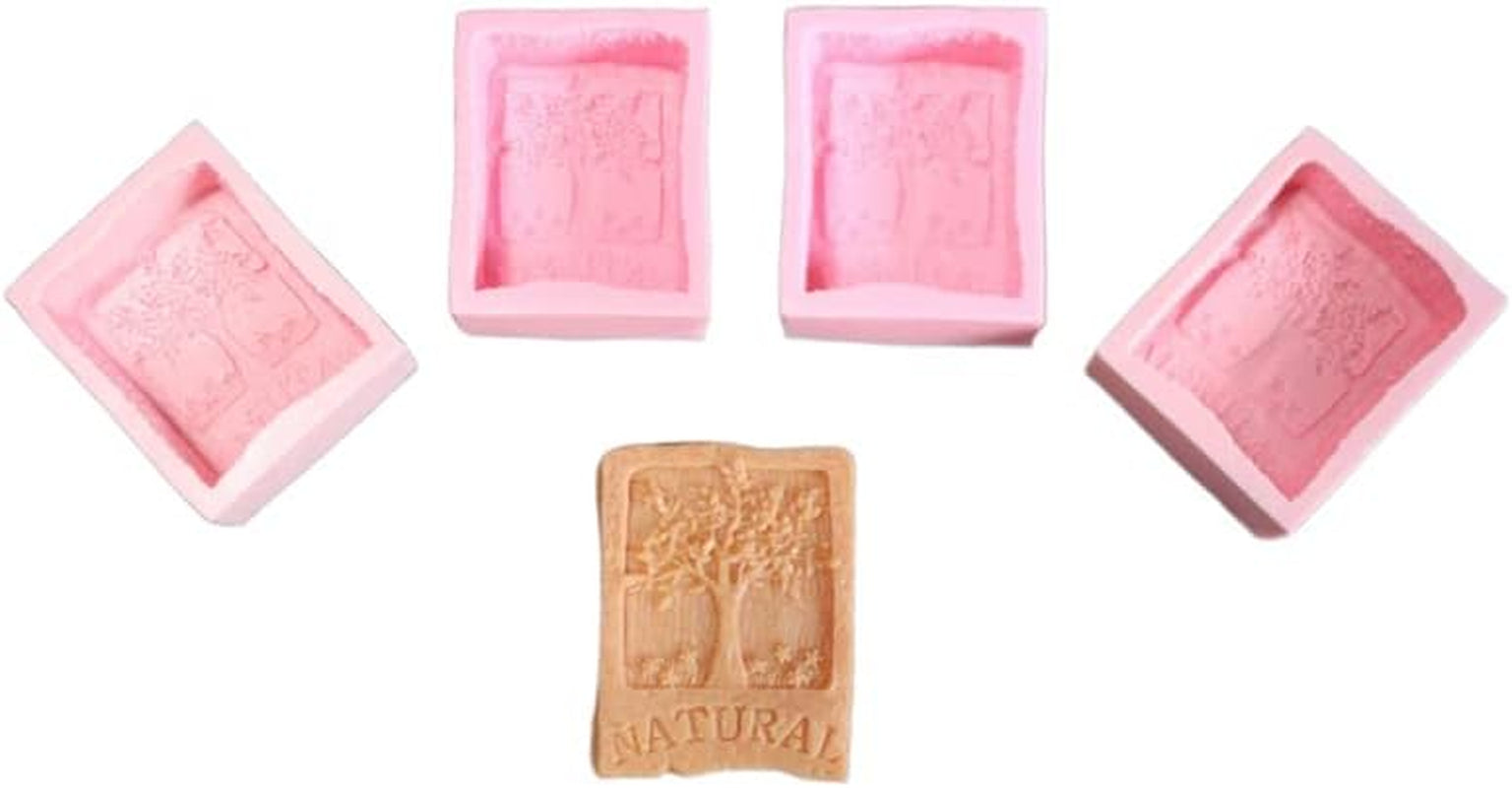 4-Pack Tree &amp; Natural Pattern Silicone Soap Mold for Natural Skincare Soap Making, DIY Skincare Products &amp; Gifts Small Business