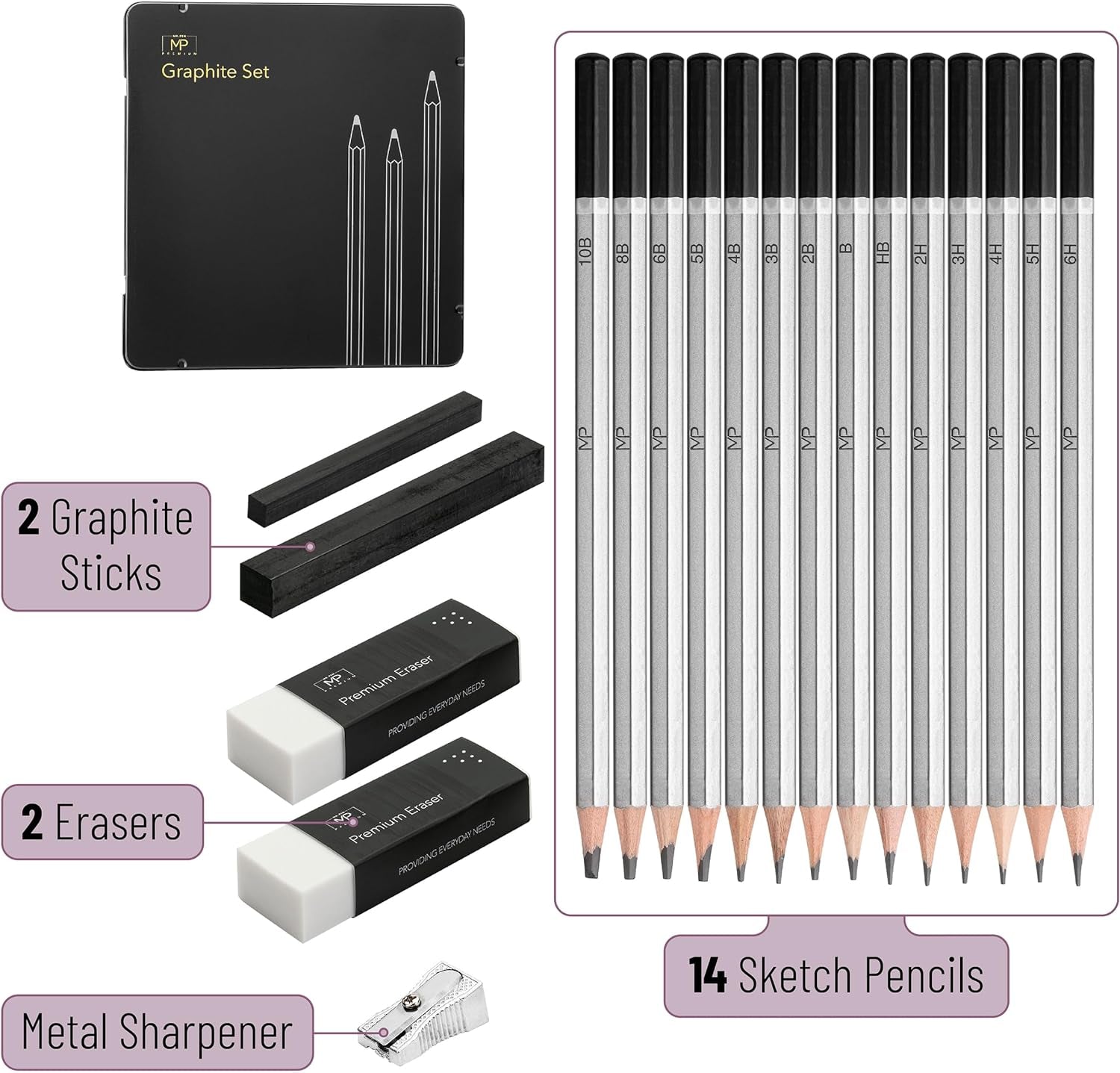 - Sketch Pencils for Drawing, 19 Pcs, Drawing Pencils for Sketching with Graphite Sticks, Erasers and Sharpener, Sketching Pencils, Art Pencils for Sketching, Graphite Pencils, Artist Pencils