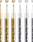 Paint Pen Gold Silver Metallic Permanent Acrylic Markers Set for Fabric Glass Rock Wooden Ceramic Leather Tire Painting, 0.7Mm Extra Fine Tip (3Pcs Gold+3Pcs Silver)