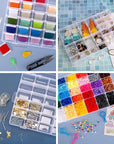 3 Pack 36 Grids Plastic Organizer Box Craft Storage with Adjustable Dividers, Bead Organizer Container Clear Storage Box for Fishing Tackles Crafts Jewelry Thread with 400Pcs Label Stickers