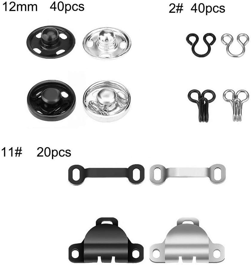 FASHIONTOAD 50 Pairs 3 Styles Skirt Hooks and Eyes Sewing Hook, Sewing Snaps Clothing Fixing Tools with Metal Snaps Buttons Fasteners Press Studs for Trousers Skirt Dress Sewing and Crafting