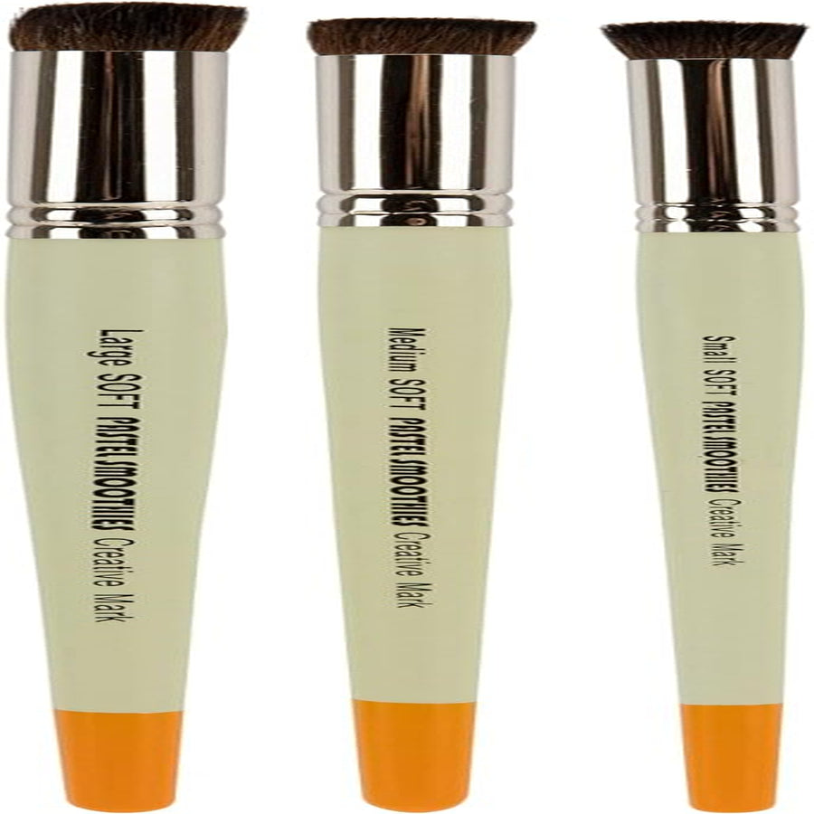 Pastel Smoothies - Paintbrush for Pastel Blending Bristle &amp; Nylon Hair for Blending on Rough Surfaces Short Handle Lacquered Wood Handles - [Stiff | Set of 3]