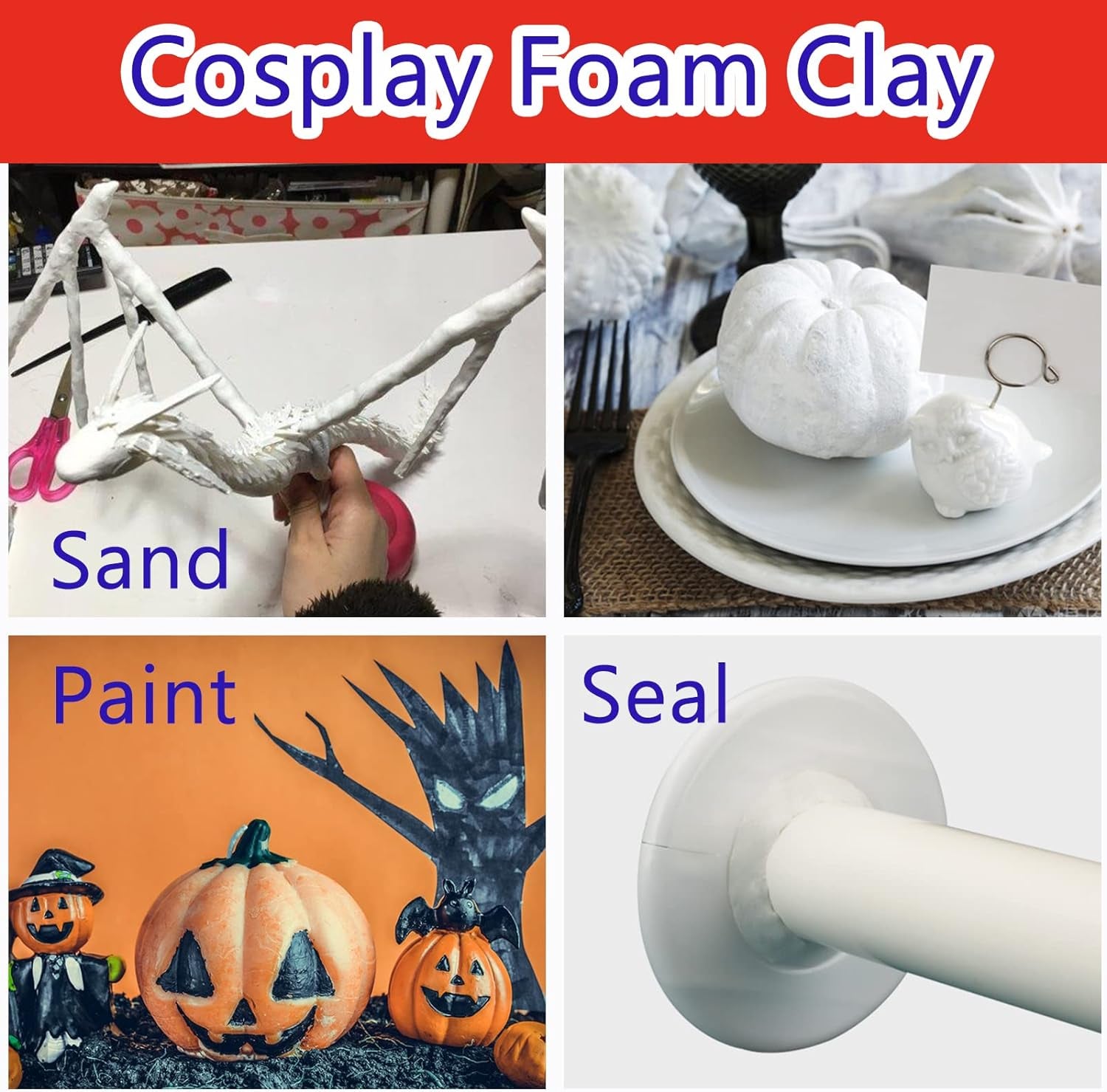 500G Cosplay Foam Clay,Lightweight Sculpting Foam, Air Dry Clay for Cosplay and Costumes,Moldable Foam Clay for Intricate Designs, Cutting or Rotary Tool, Sanding or Shaping (Black)