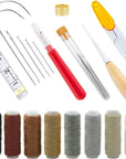 Upholstery Repair Kit 29-Pack, Leather Craft Tool Kit Leather Hand Sewing Needles Canvas Thread and Needles Tape Measure Large-Eye Stitching Needles for Leather Repair