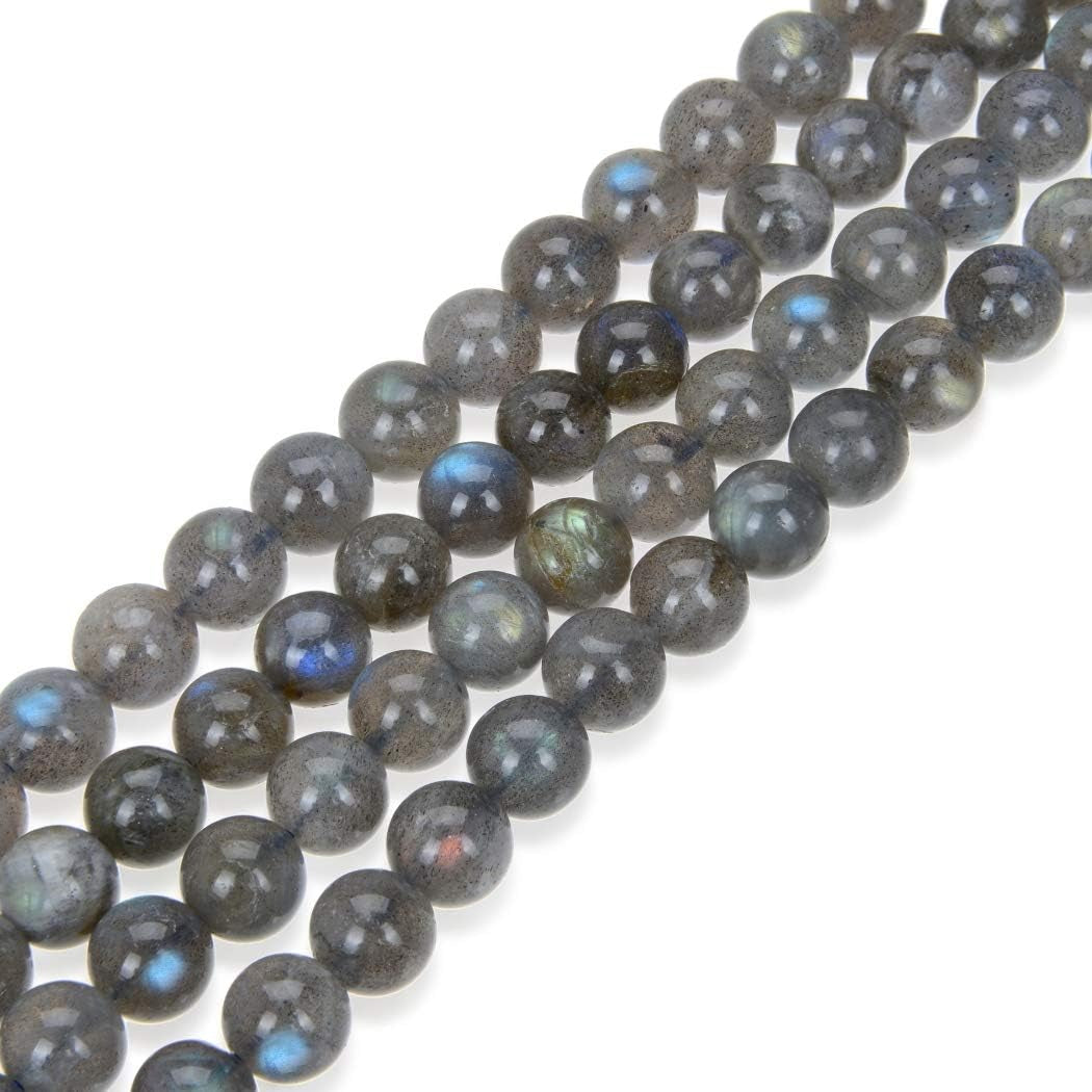 2 Strands  Natural Grade a Blue Flash Labradorite Healing Gemstone 8Mm round Loose Beads Gem Stone Spacer (88-94Pcs) for Jewelry Craft Making GY33-8
